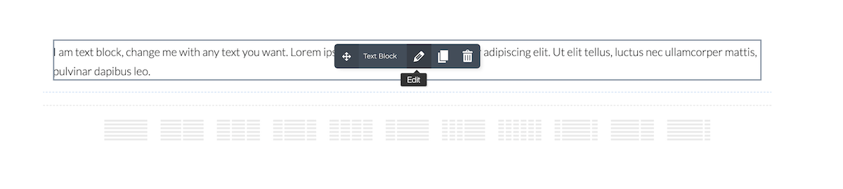 Ajout d'un bloc de texte à l'écran d'édition de WP Composer.