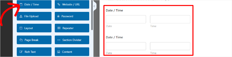 wpforms add date field