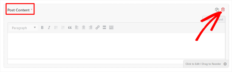 wpforms delete post content field