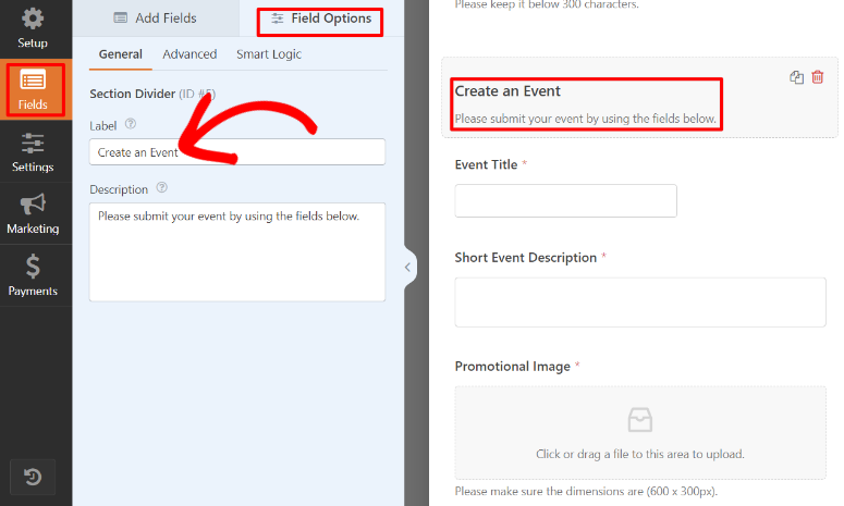 wpforms customize field label