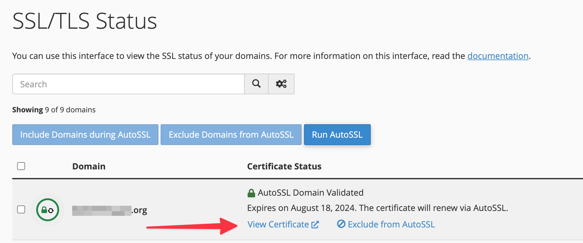 ดูใบรับรองใน cPanel