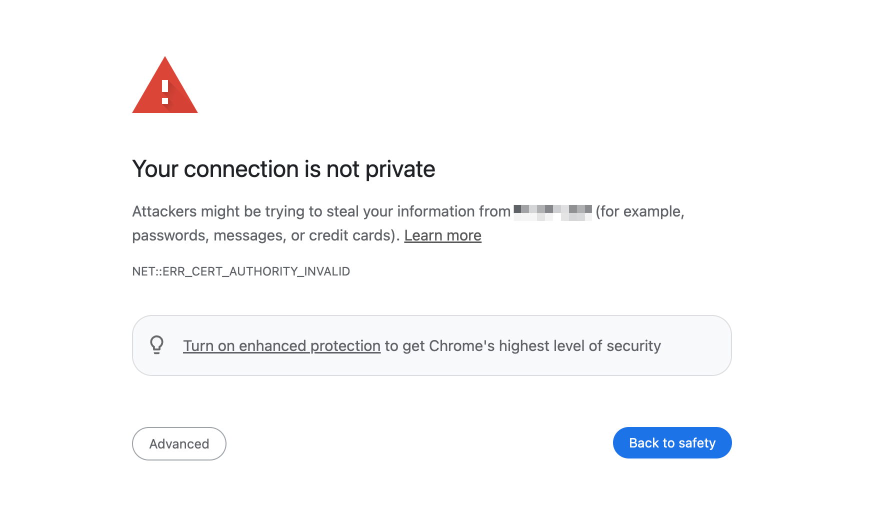 Notificación de SSL caducado