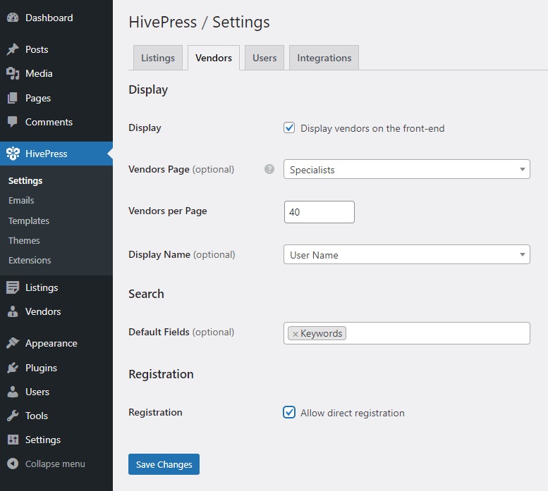 Configurarea HivePress.