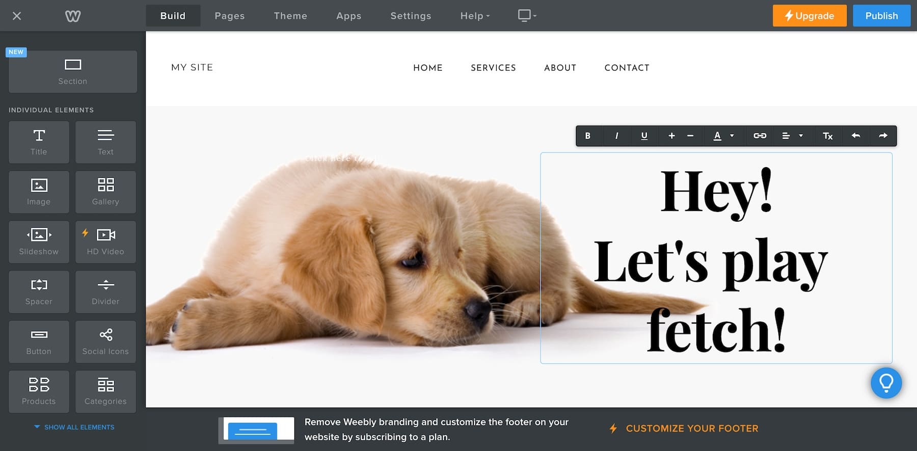 Weebly trascina e rilascia la modifica del builder