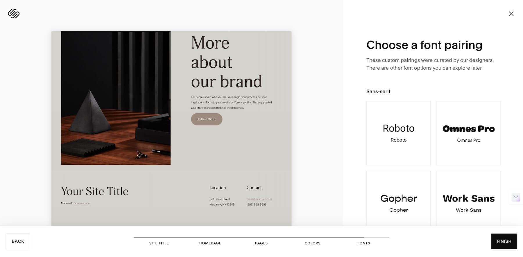 modelo personalizado do squarespace gerado com base nas suas necessidades