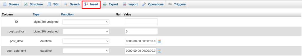 Un'illustrazione per inserire dati nel database WordPress