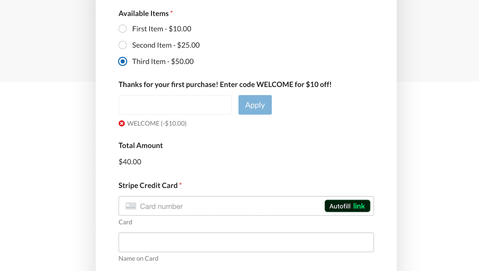 First order discount order form template