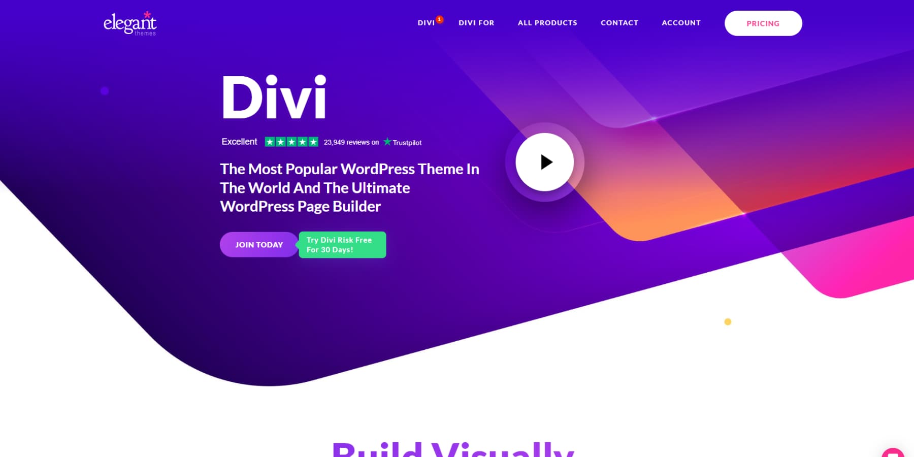 Divi のホームページのスクリーンショット