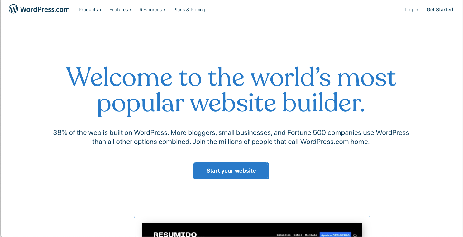 Home page di WordPress.com