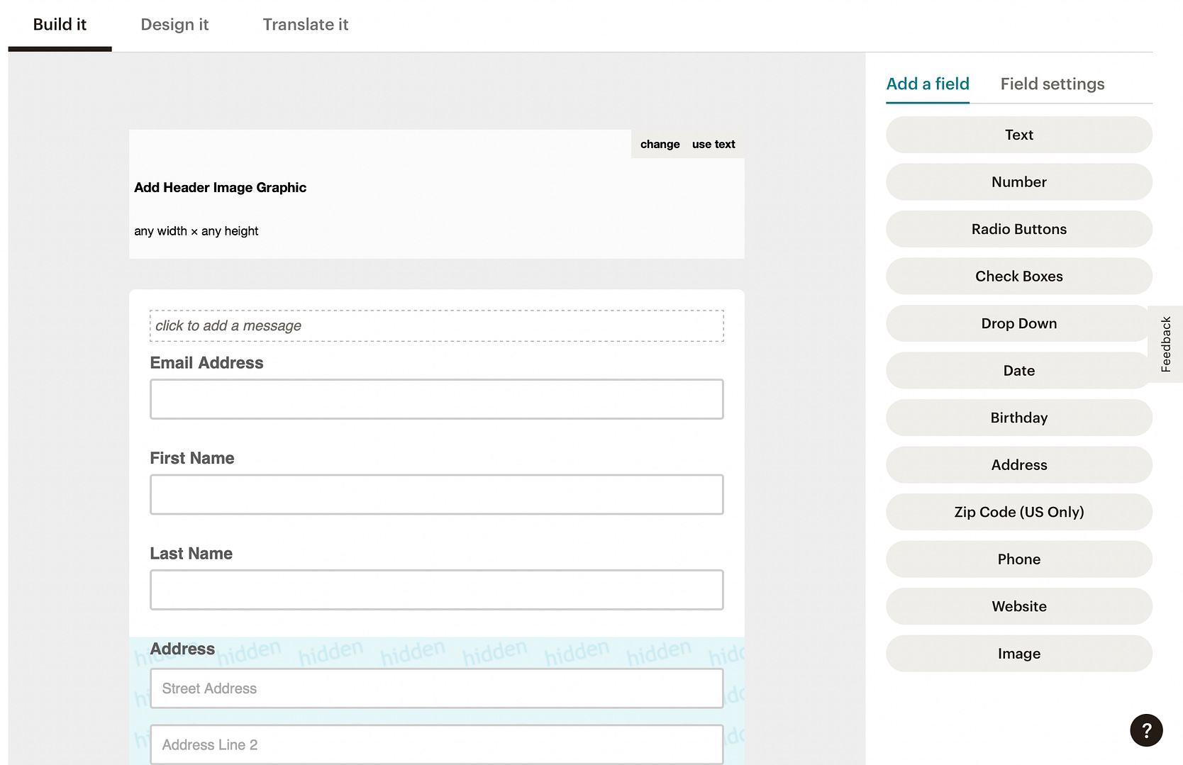 Membuat formulir dengan Mailchimp