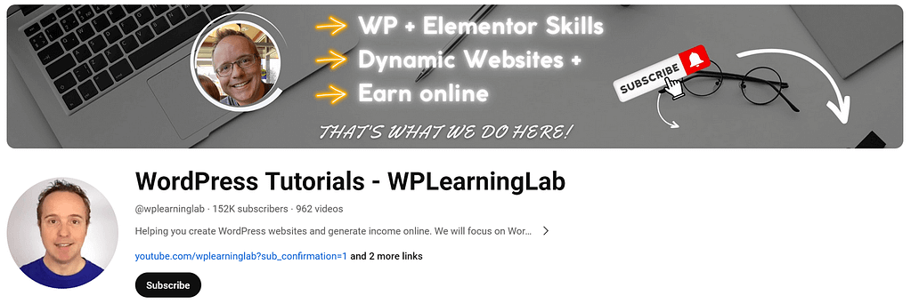 WPLearningLab WordPress チュートリアル チャンネル