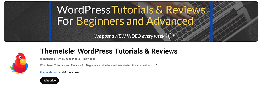 ThemeIsle WordPress-Schulungsvideokanal