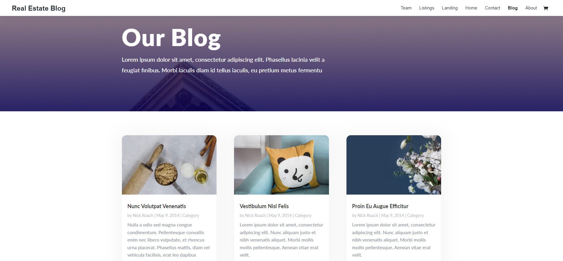 Divi Real Estate Layout Pack – Blog-Archivseite