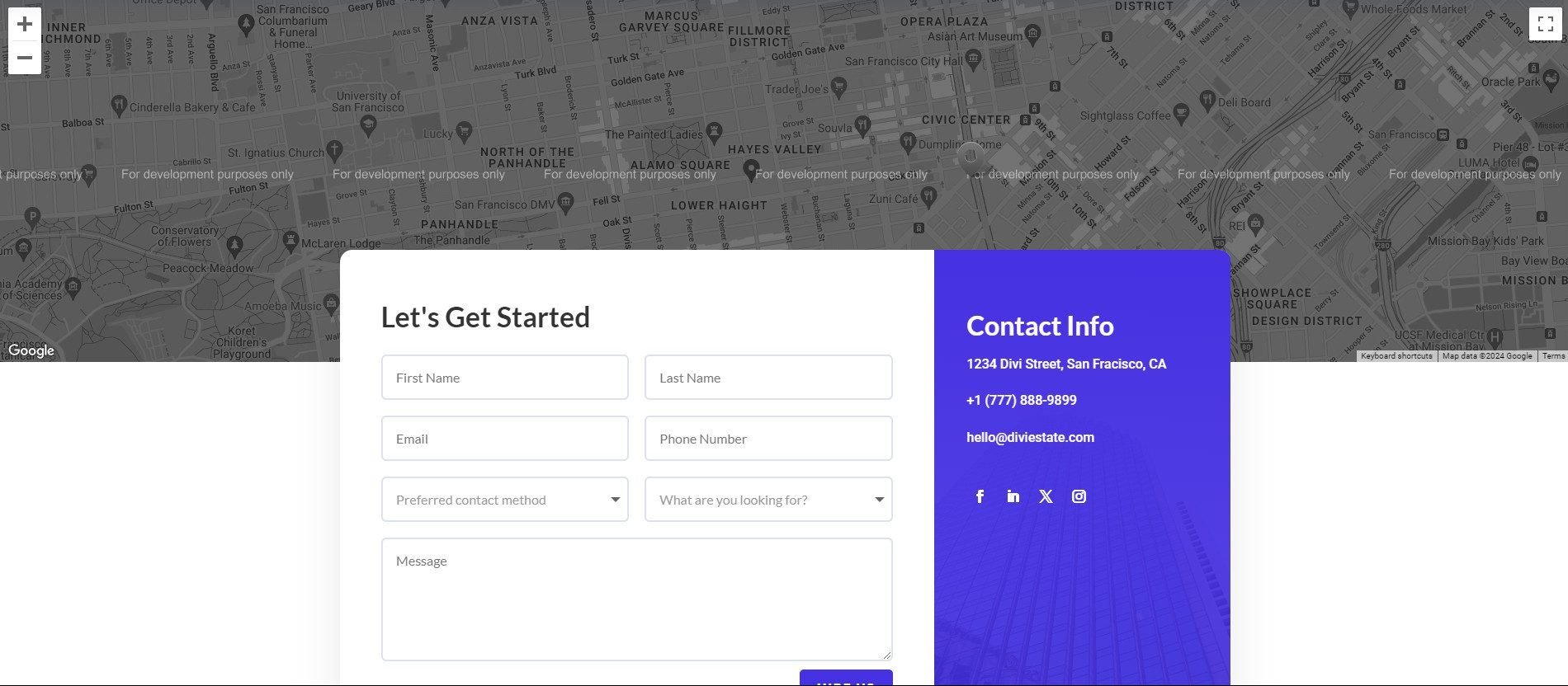 Divi Real Estate Layout Pack – Kontaktseite