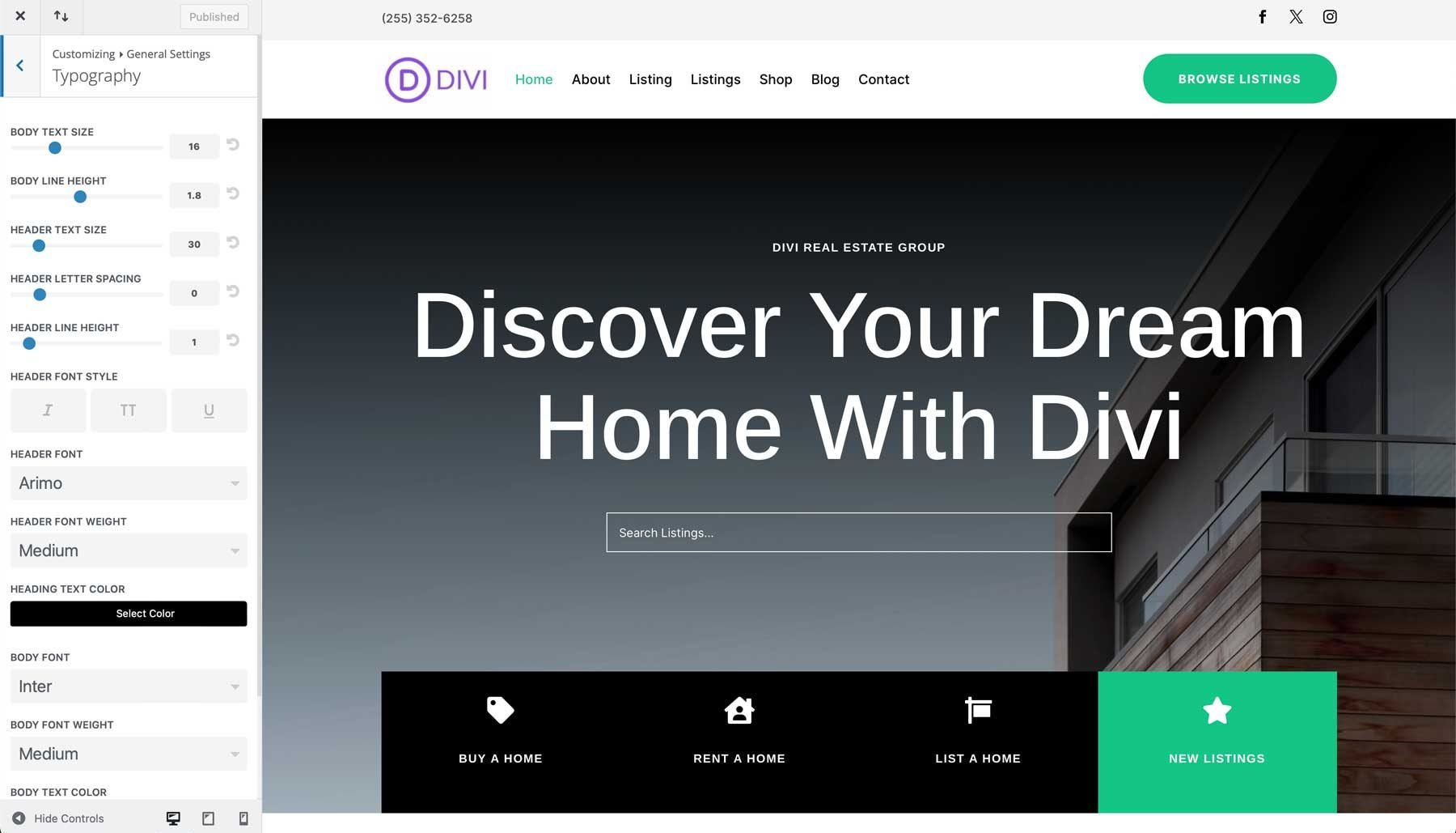 Divi の不動産スターター サイト