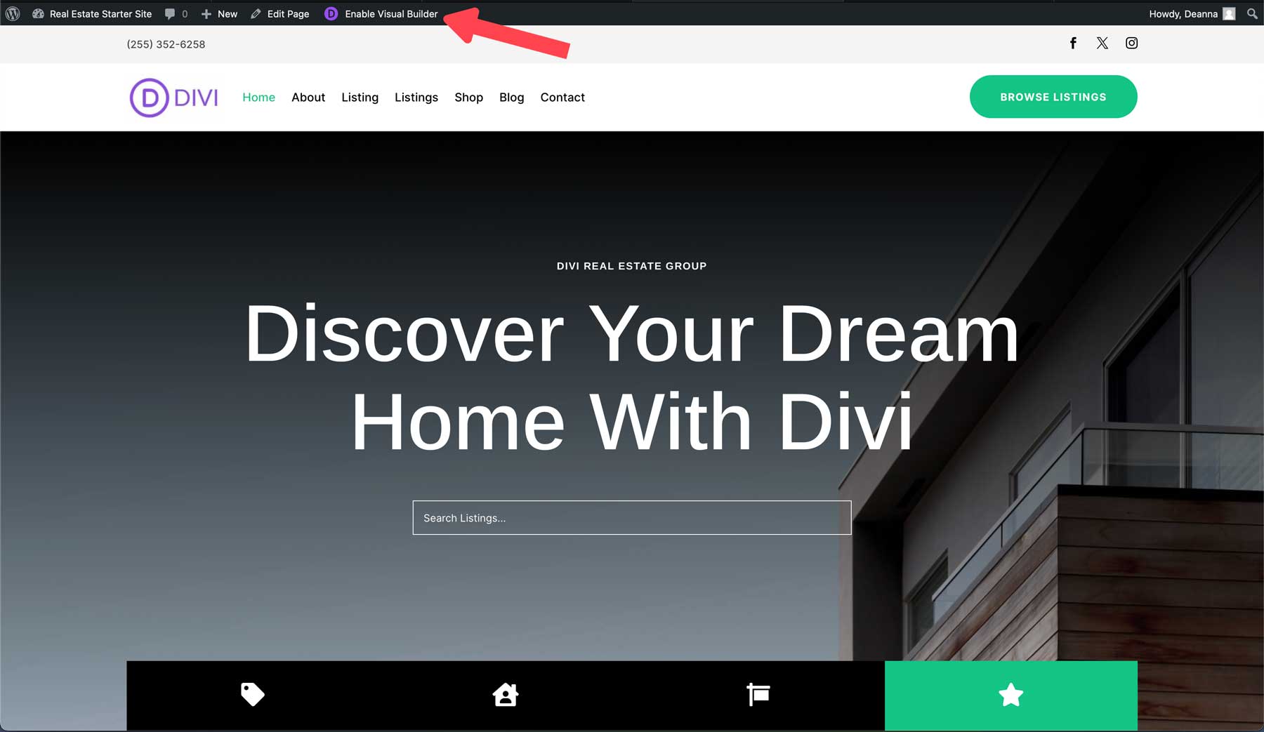 Site inicial de imóveis para Divi