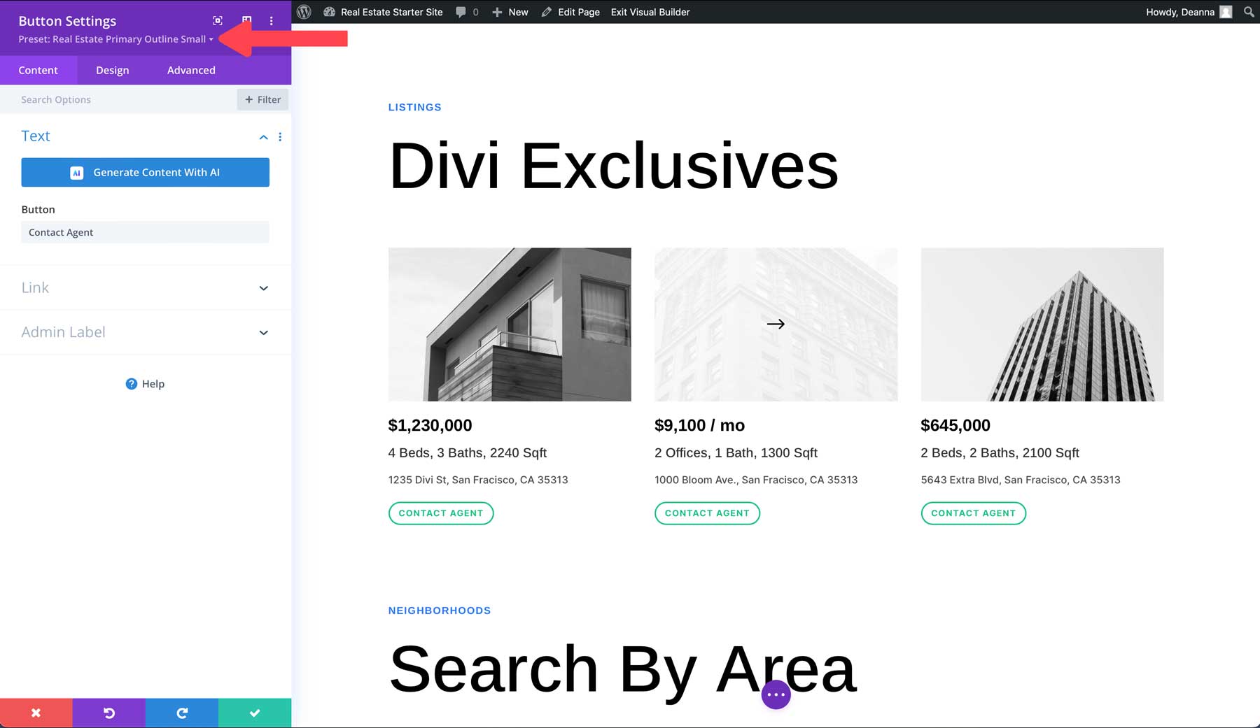 Divi の不動産スターター サイト