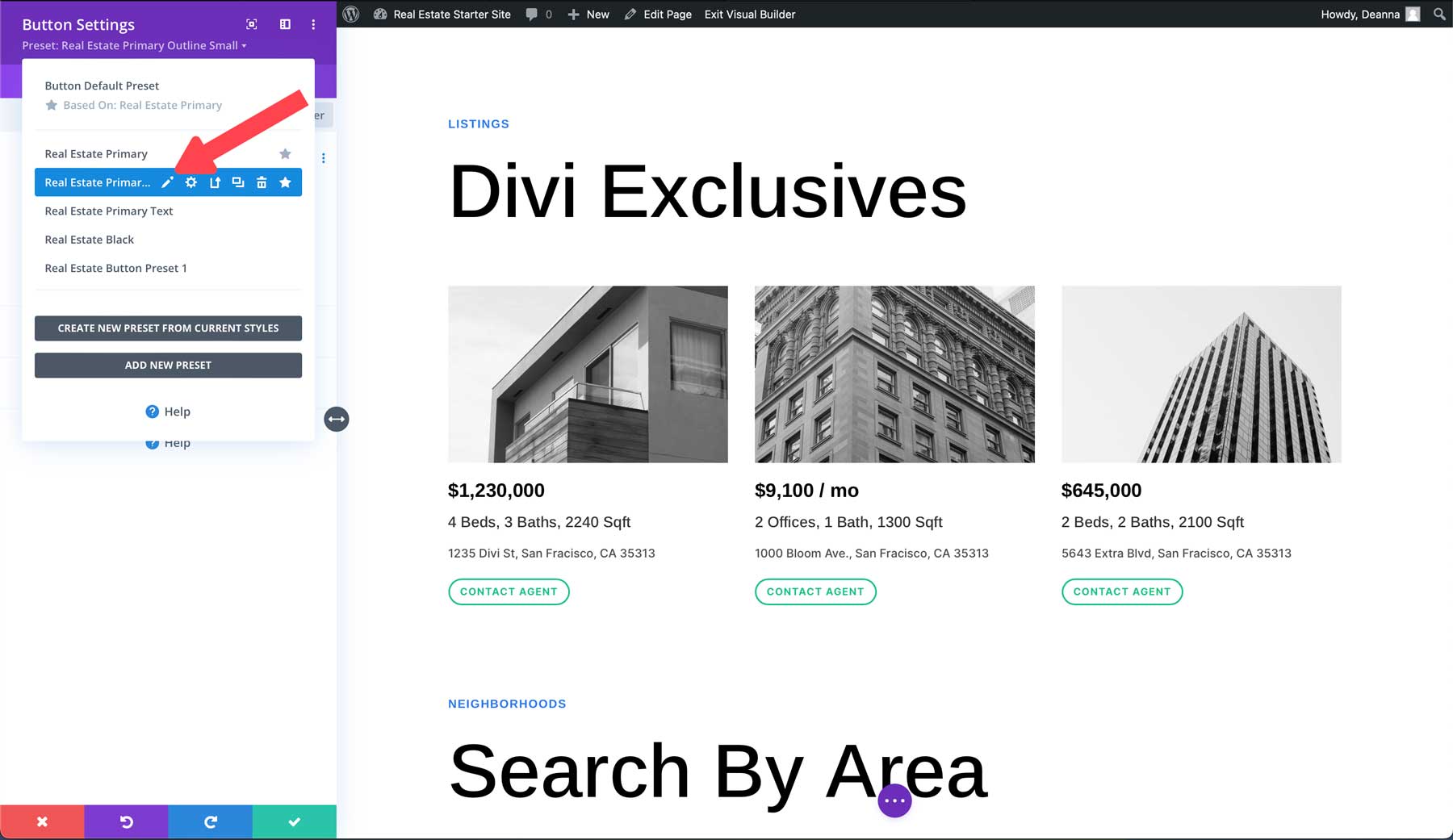 Situs permulaan Real Estat untuk Divi