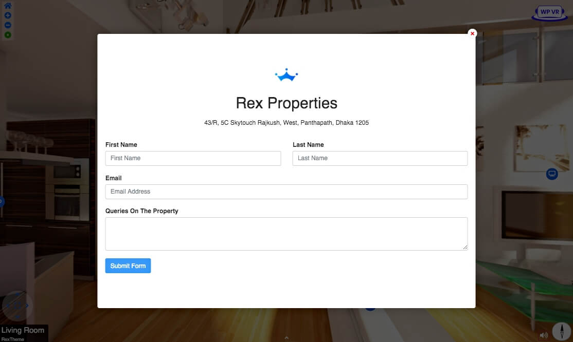 แบบฟอร์มติดต่อทัวร์เสมือนจริง - Real Estate Virtual Tour