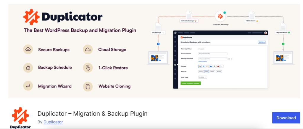 هذه لقطة شاشة لـ Duplicator