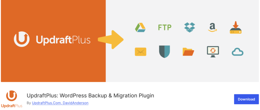 Ini adalah tangkapan layar dari Updraftplus