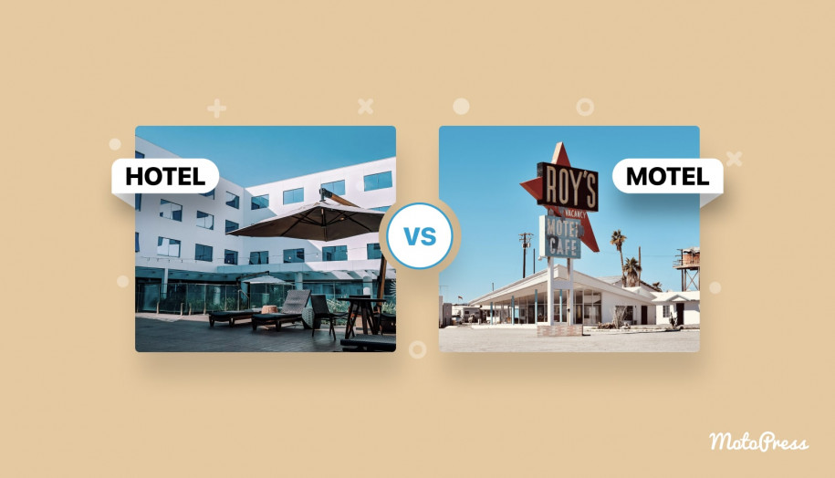 Una diferencia visual entre un hotel y un motel.