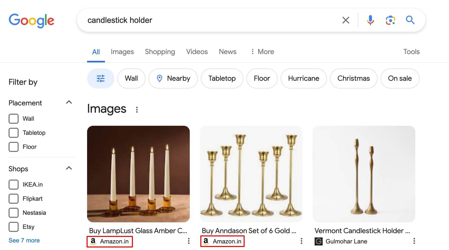 Amazon ürünleri Google serps'in üstünde gösteriliyor