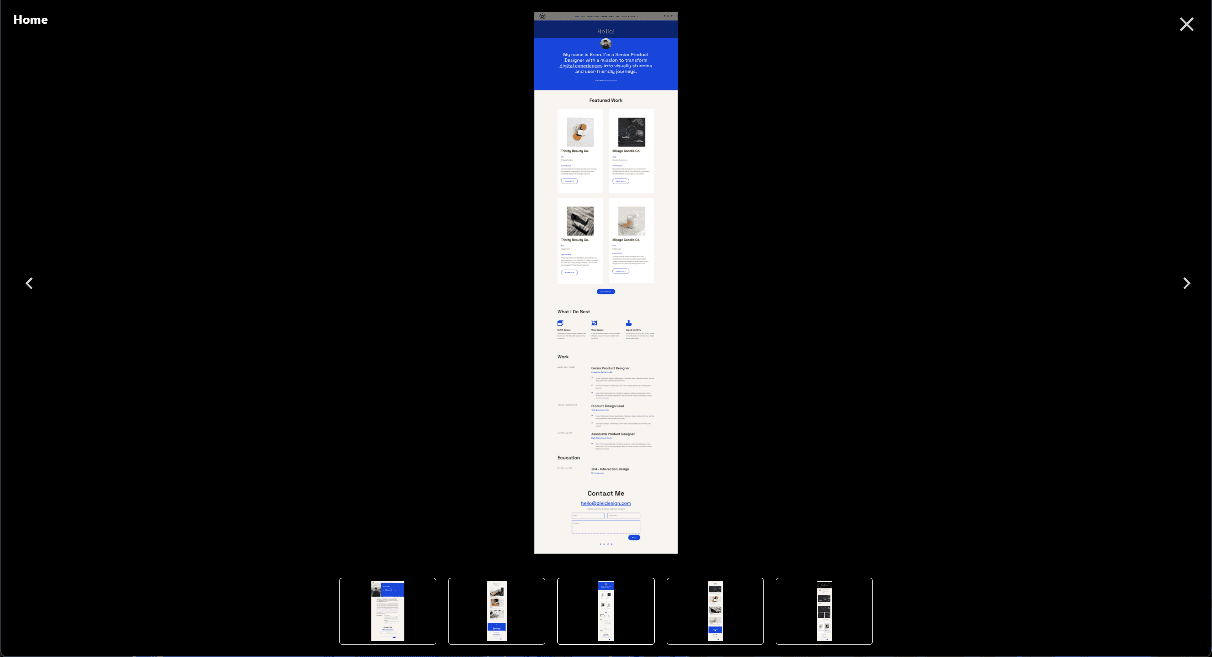 aperçu du site de démarrage