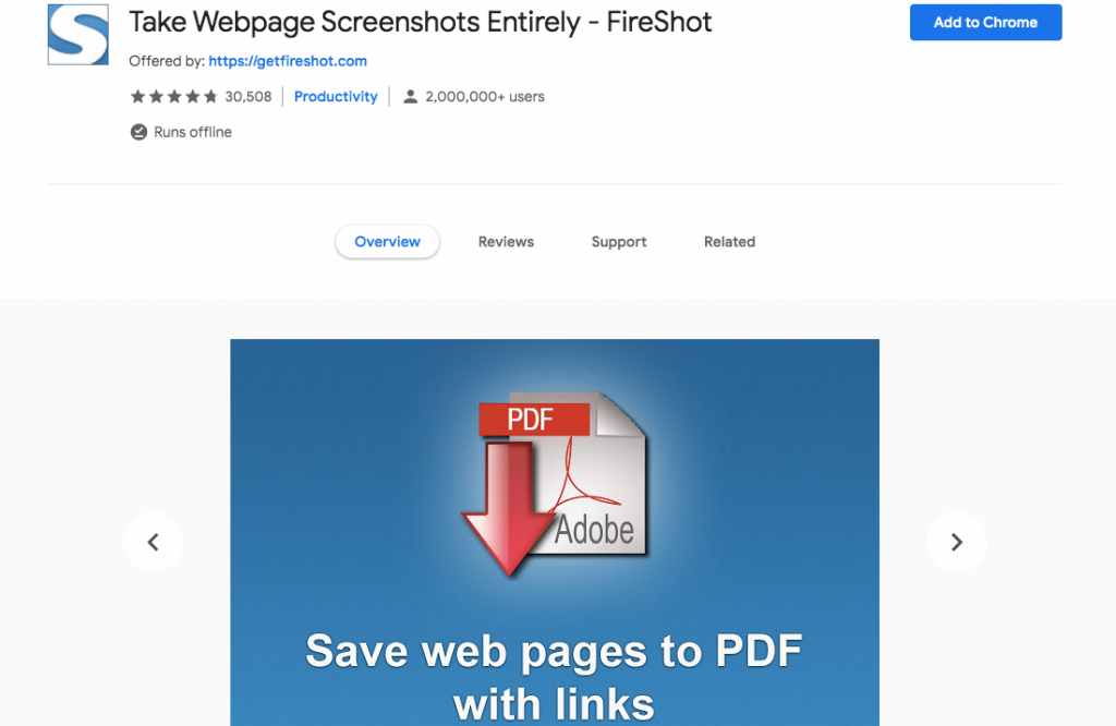 ملحق Fireshot لمتصفح Chrome