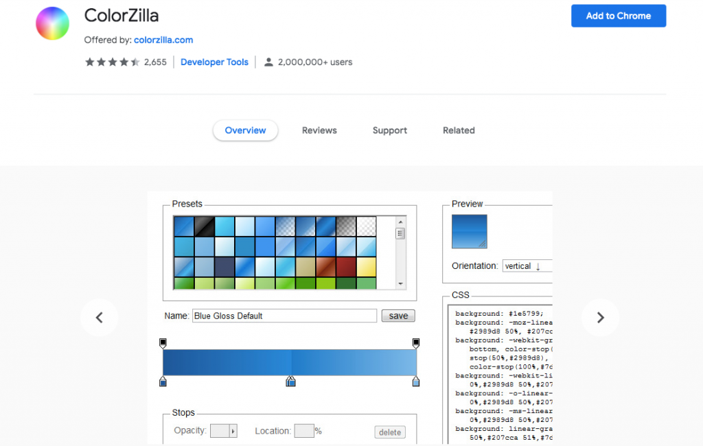 Color Zilla-Erweiterung Chrome WordPress