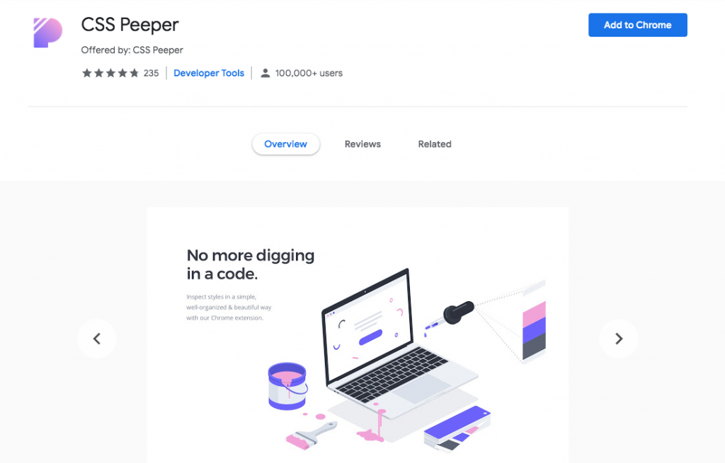 CSS Peeper Chrome WordPress uzantısı