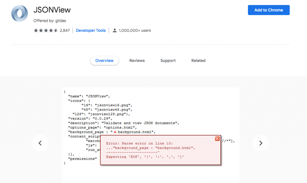JSONview Chrome WordPress-Erweiterung