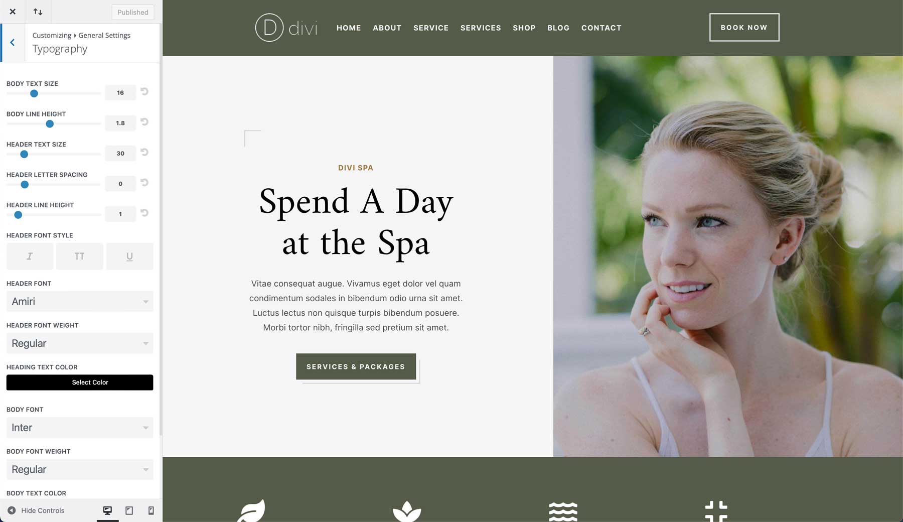 Site de start spa pentru Divi