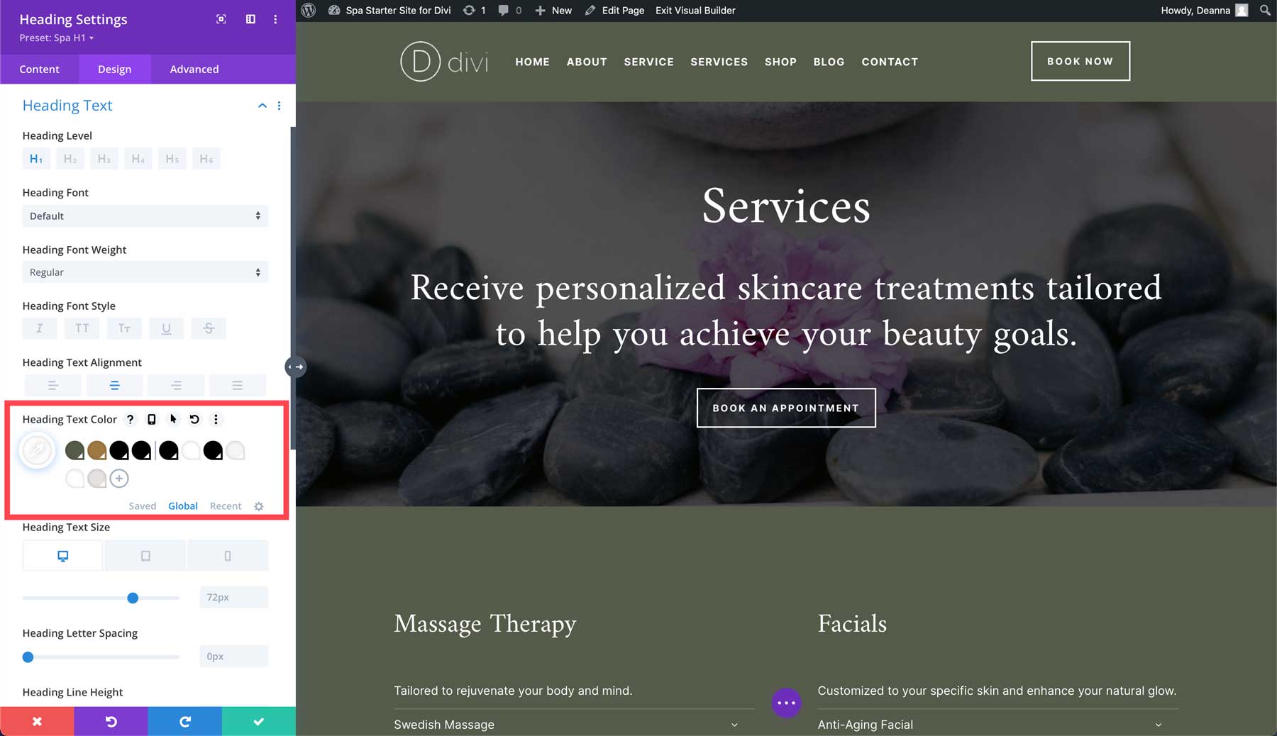 Site de start spa pentru Divi