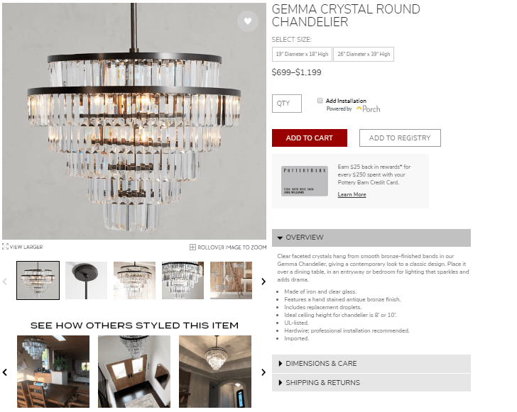 Описание продукта Pottery Barn