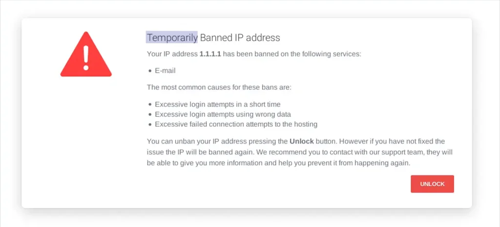 przykładowa wiadomość-pokazująca-że-adres-ip-został-zbanowany