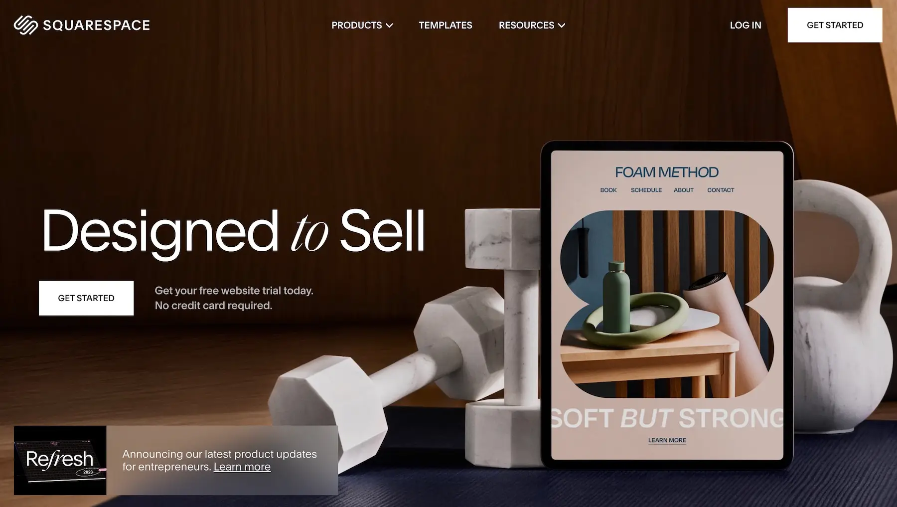 Home page di Squarespace