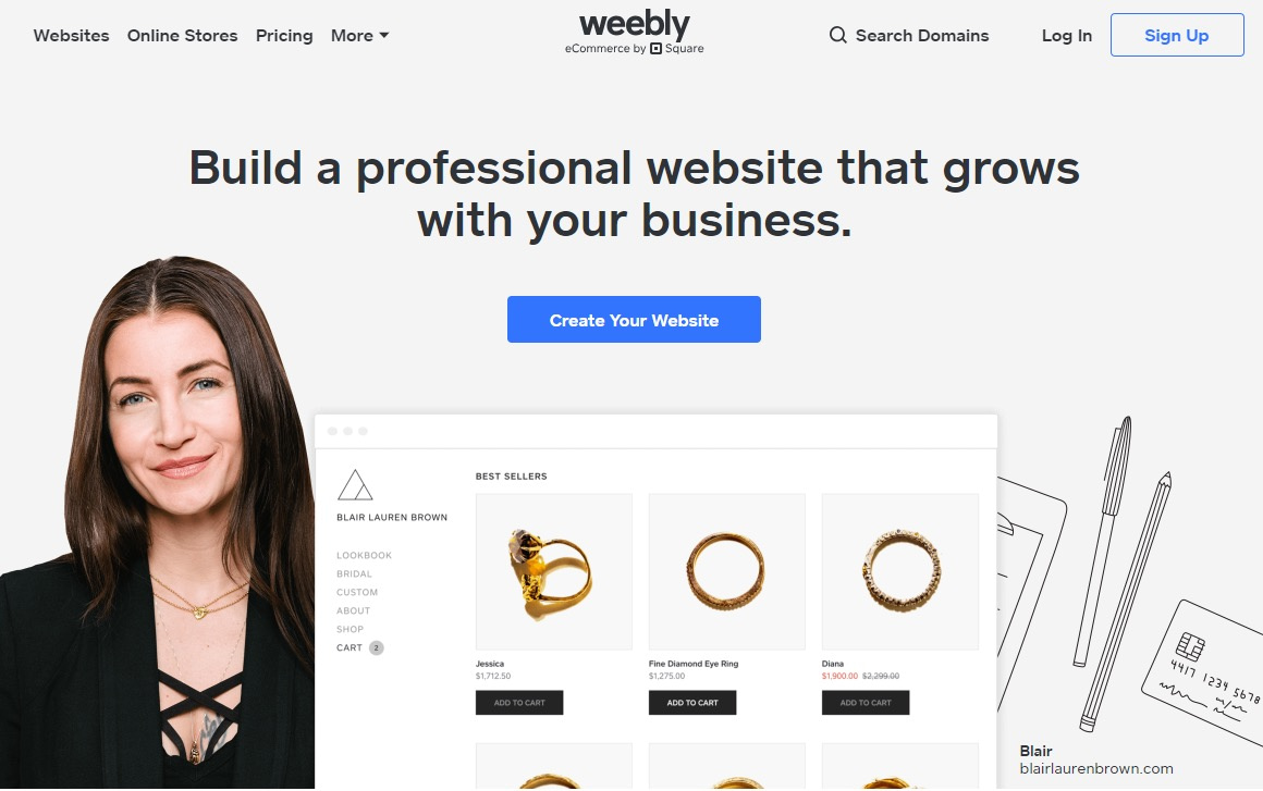 Home page di Weebly