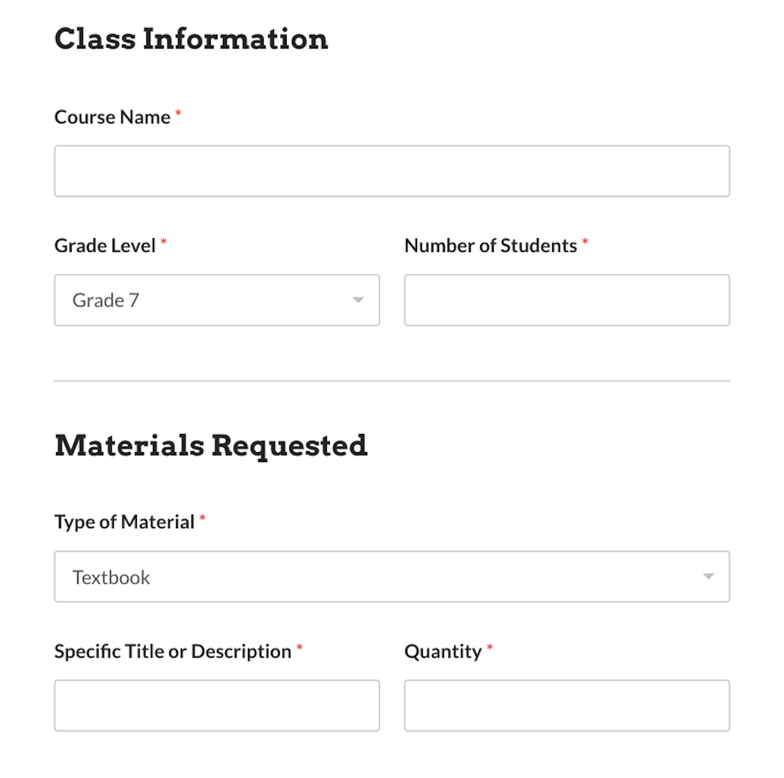 Using a resource request form on your educational website