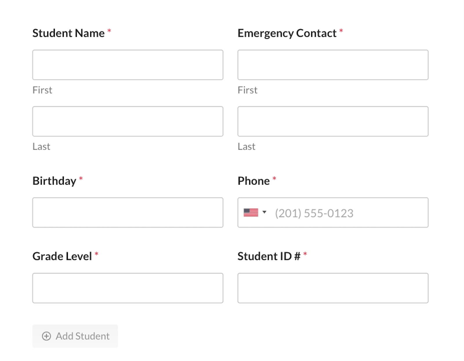 Using the class roster form on your educational website