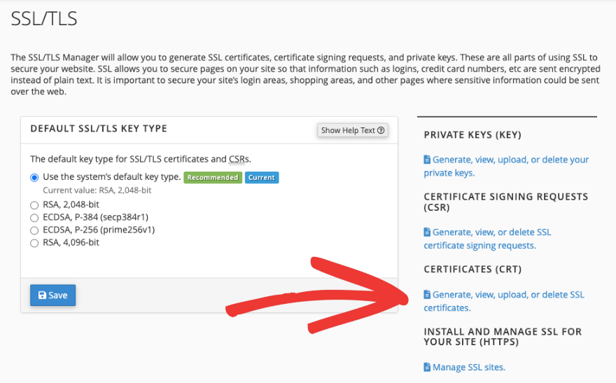 Générer ou télécharger SSL dans cPanel