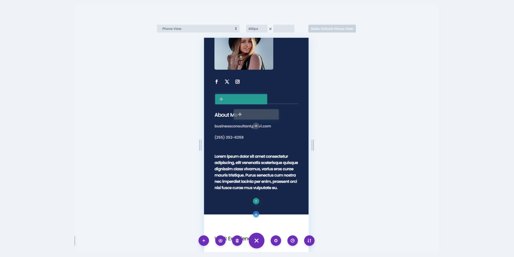 Una captura de pantalla del Responsive Builder de Divi