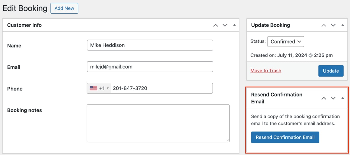 Reenviar la configuración de correo electrónico.