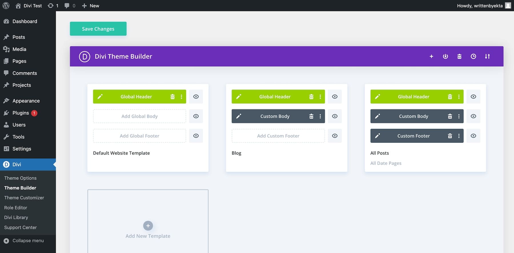 divi theme builder pentru a proiecta machete globale