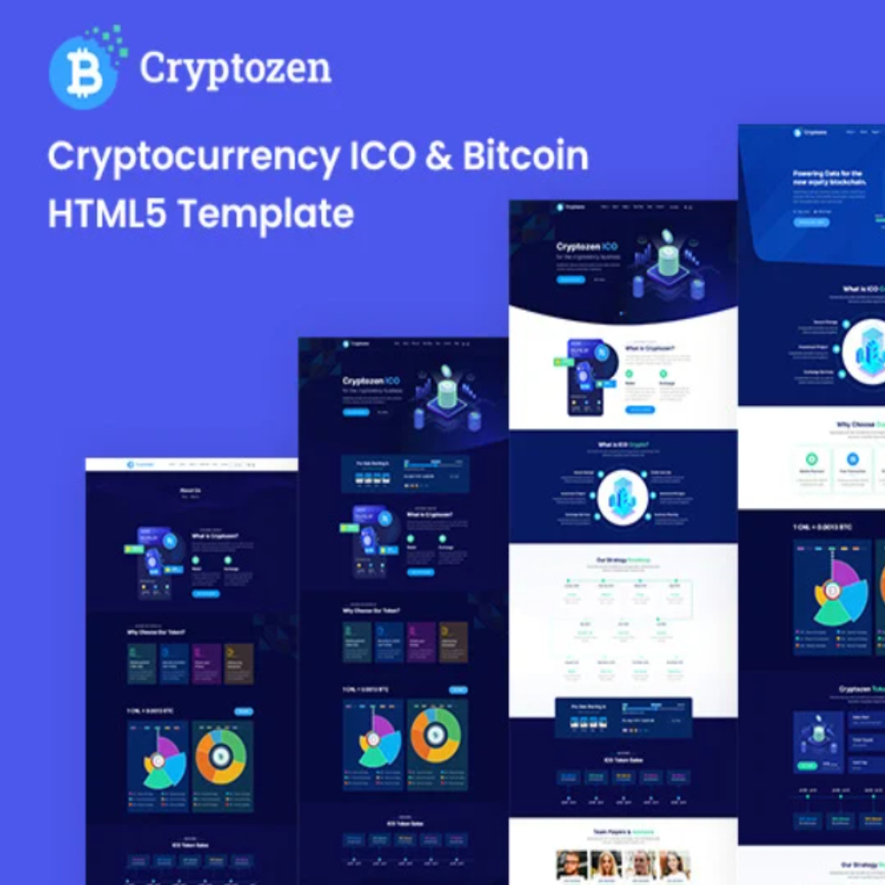 Kripto para birimi ICO ve Bitcoin şablonu - cryptozen