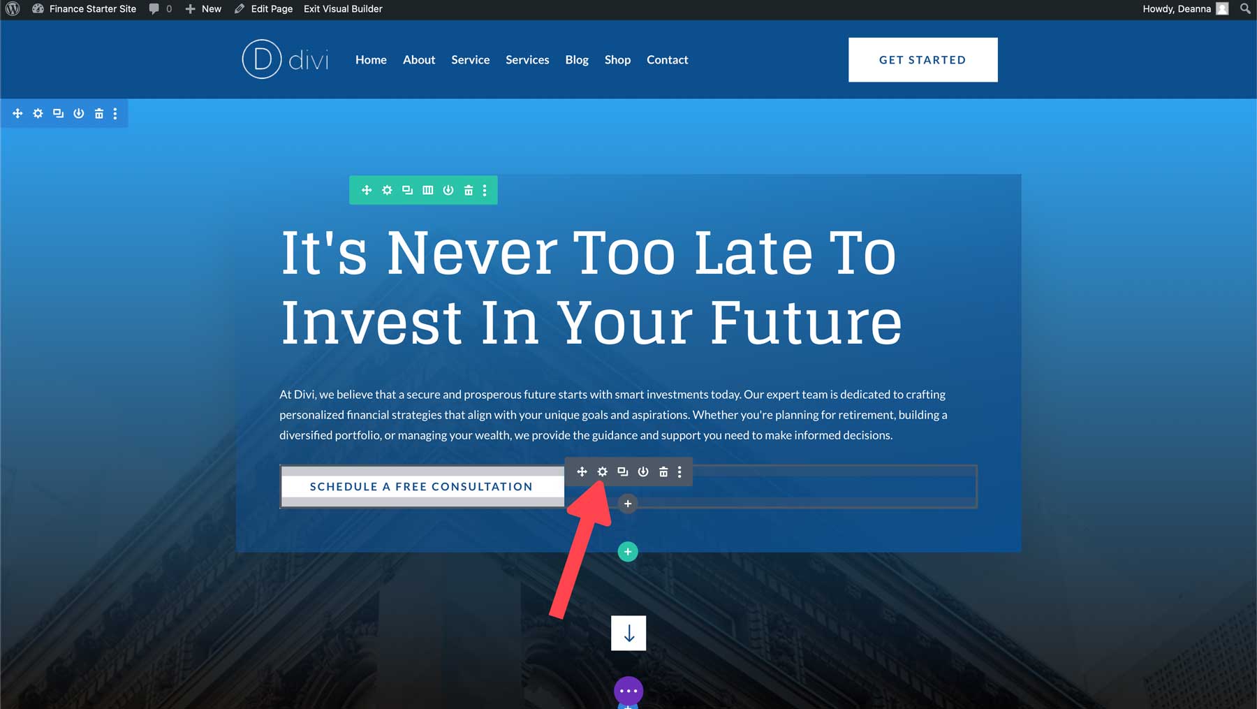 Site inicial de finanças para Divi