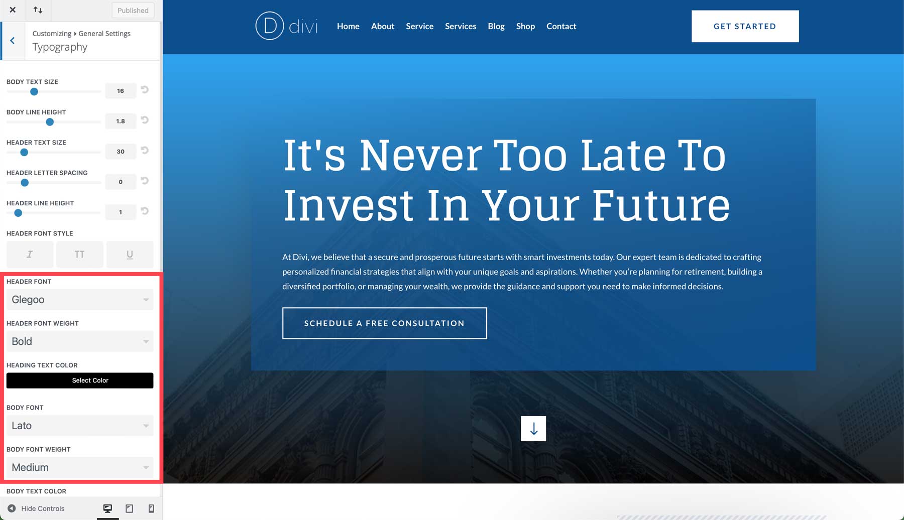 Site de start financiar pentru Divi