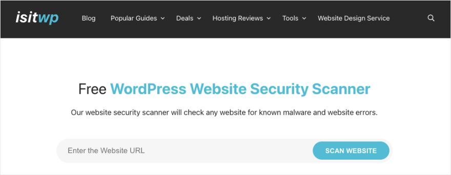 Scanner de sécurité gratuit IsItWP