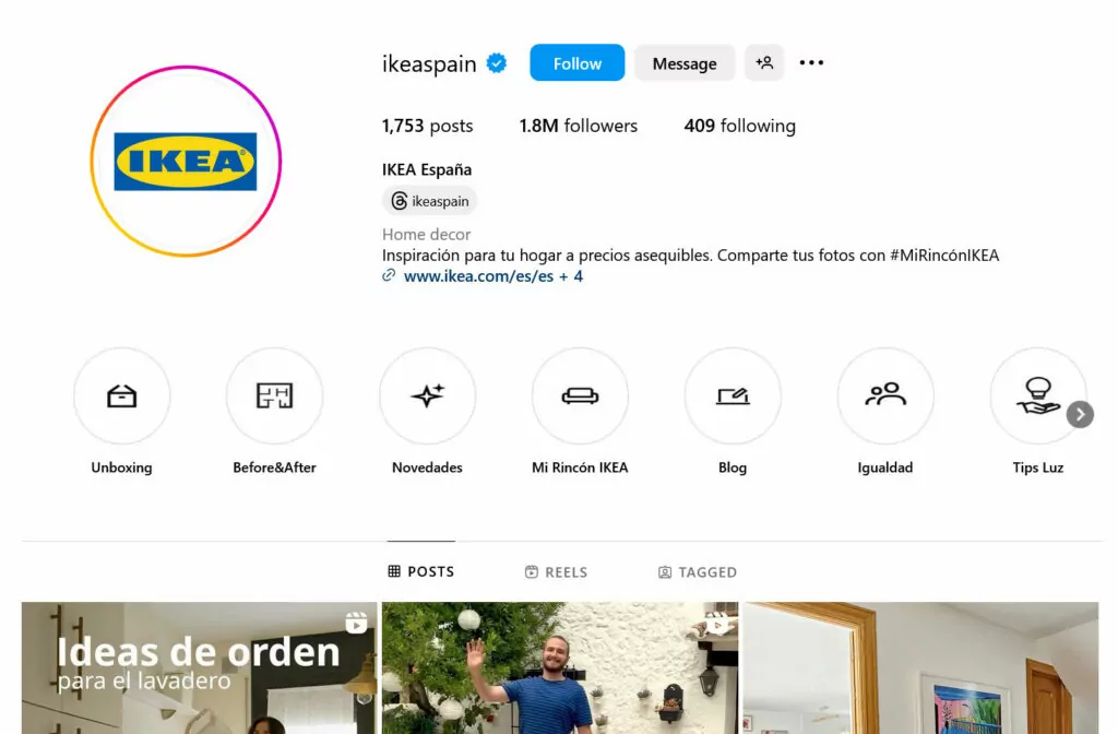 exemple de médias sociaux internationaux d'Ikea ​​Espagne