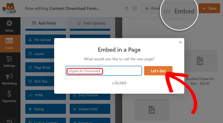 wpforms embed download form